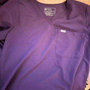 Figs Deep Purple V-Neck Scrub Top,long sleeve top and matching jogger bottoms